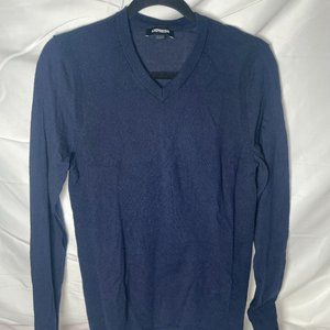 navy blue mens express v-neck pullover long sleeve size: s